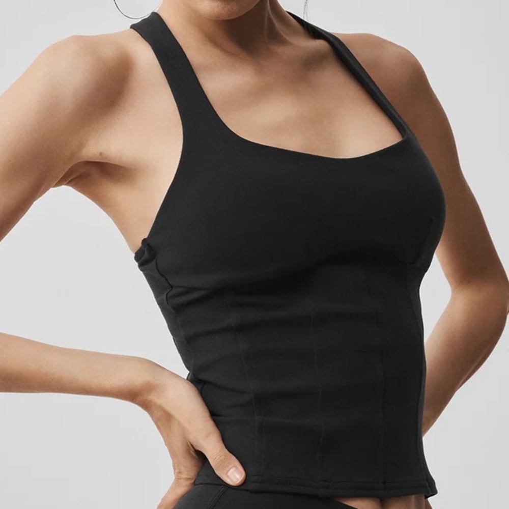 ALO Airbrush Sparks Fly Corset Tank Black XS